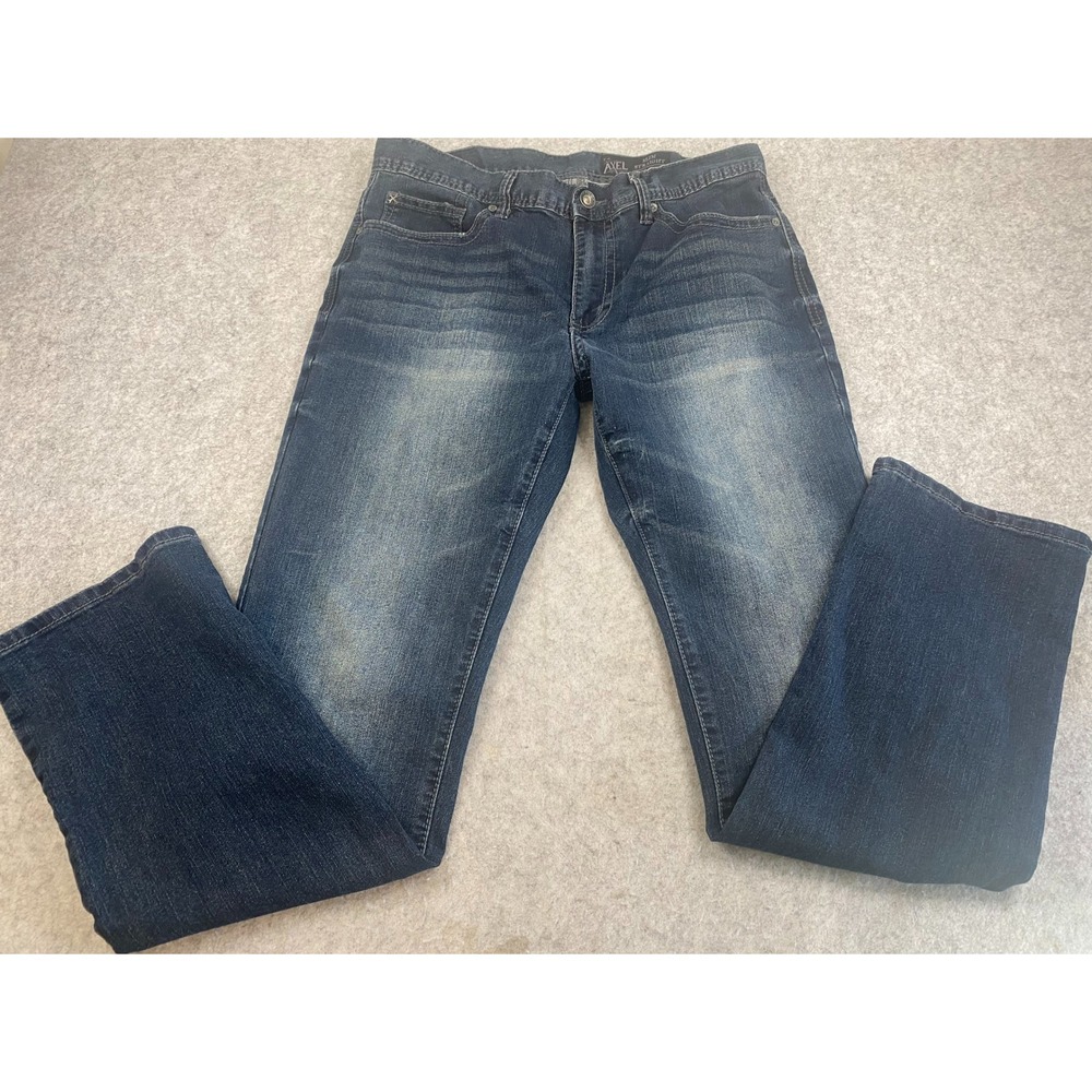 T.K. Axel Slim Straight Mens Dark Wash Stretch Denim Jeans Blue W34 x L34 **NWOT